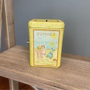 Musical Vintage Toybanco Tin Coin Bank Seasons 1980 Autumn Winter Summer Spring
